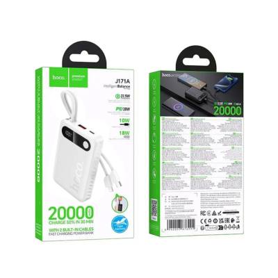 Power Bank Hoco J171A Edge 20000mAh 1xUSB-A 22.5W 1xUSB-C PD20W Digital LED Ένδειξη Μπαταρίας και Braided Καλώδιο USB-C και Ligh