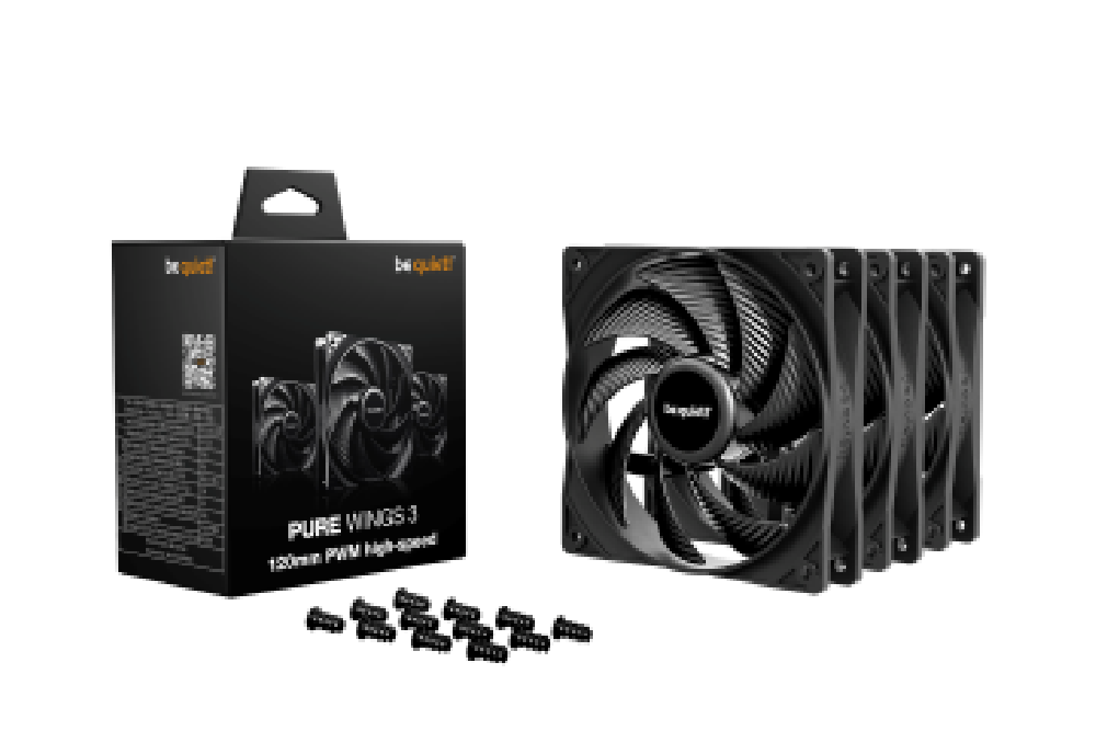 BEQUIET FAN PURE WINGS 3 120MM PWM HIGH SPEED TRIPLE-PACK BL140, 2100RPM, 59,6CFM/101,2M3/H, 30,9db, Lifespan 80000h, BLACK, 3YW
