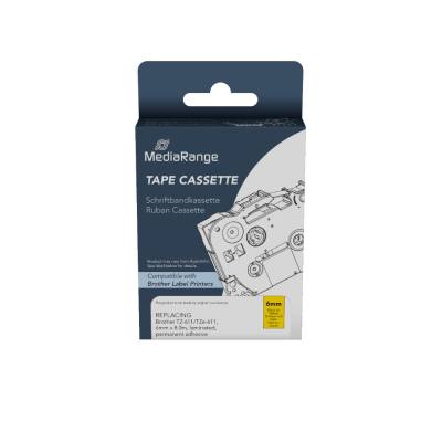 Ετικέτες Γενικής Χρήσης Mediarange (Brother TZ-611/TZe-611) 6mm, 8m, Laminated and Permanent Adhesive, Black on Yellow (MRBTZ611