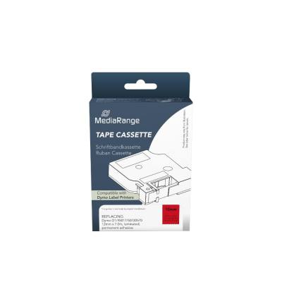 Ετικέτες Γενικής Χρήσης Mediarange (Dymo® D1/45017/S0720570) 12mm, 7m, Laminated and Permanent Adhesive, Black on Red (MRDY45017