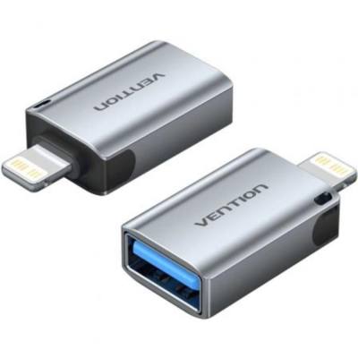 VENTION USB-A Female to Lightning Male OTG Adapter Gray Aluminum Alloy Type (CUCH0) (VENCUCH0)