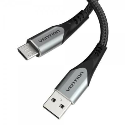 VENTION Cotton Braided USB 2.0 A Male to Micro-B Male 3A Cable 0.25M Gray Aluminum Alloy Type (COAHC) (VENCOAHC)