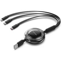 VENTION 3-in-1 USB 2.0 Type-A Male to USB-C Male + USB-C Male + Lightning Male 3.5A Retractable Cable 1.1M Pink (TRJPBE) (VENTRJ