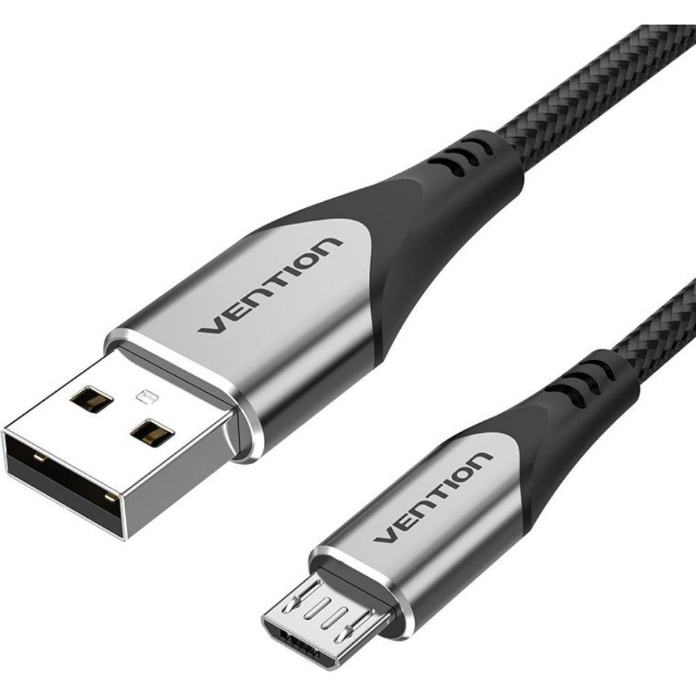 VENTION Cotton Braided USB 2.0 A Male to Micro-B Male 3A Cable 1.5M Gray Aluminum Alloy Type (COAHG) (VENCOAHG)