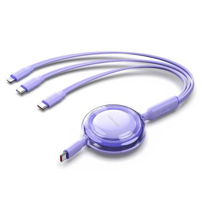 VENTION 3-in-1 USB 2.0 Type-A Male to USB-C Male + USB-C Male + Lightning Male 3.5A Retractable Cable 1.1M Purple (TRJVBE) (VENT