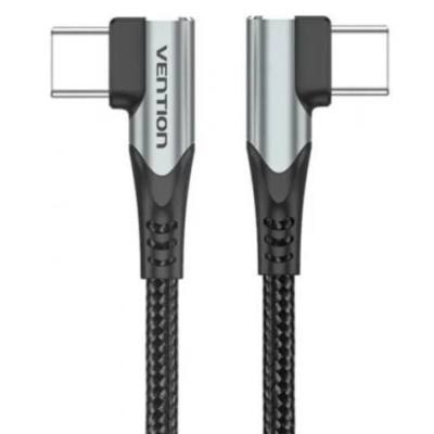 VENTION USB 2.0 C Male to C Male Dual Right Angle 5A Cable 0.5M Gray Aluminum Alloy Type (TANHD) (VENTANHD)
