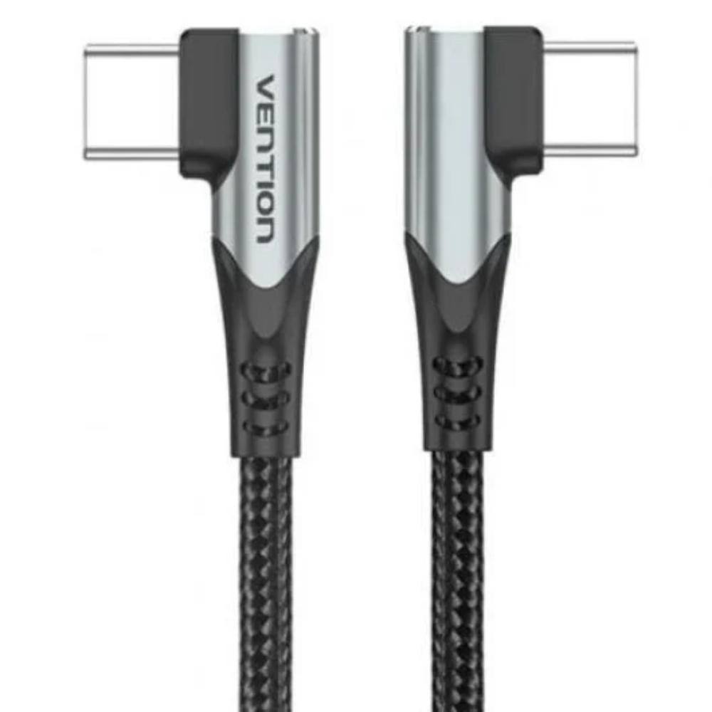 VENTION USB 2.0 C Male to C Male Dual Right Angle 5A Cable 0.5M Gray Aluminum Alloy Type (TANHD) (VENTANHD)