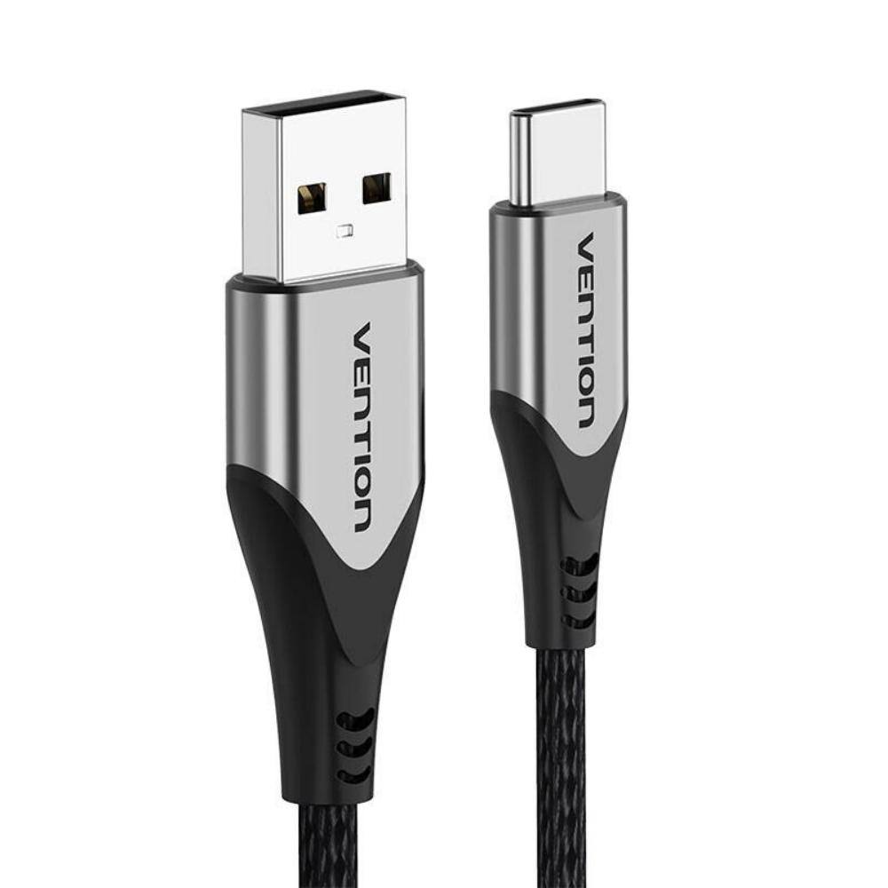 VENTION Cotton Braided USB 2.0 A Male to C Male 3A Cable 0.25M Gray Aluminum Alloy Type (CODHC) (VENCODHC)