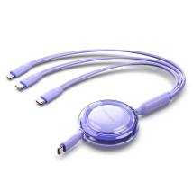 VENTION 3-in-1 USB 2.0 Type-C Male to USB-C Male + USB-C Male + Lightning Male 5A Retractable Cable 1.1M Purple (TRKVBE) (VENTRK