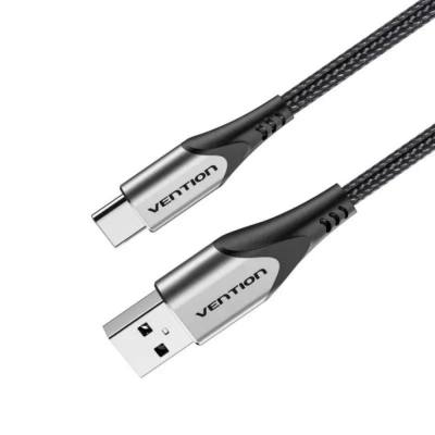 VENTION Cotton Braided USB 2.0 A Male to C Male 3A Cable 1.5M Gray Aluminum Alloy Type (CODHG) (VENCODHG)