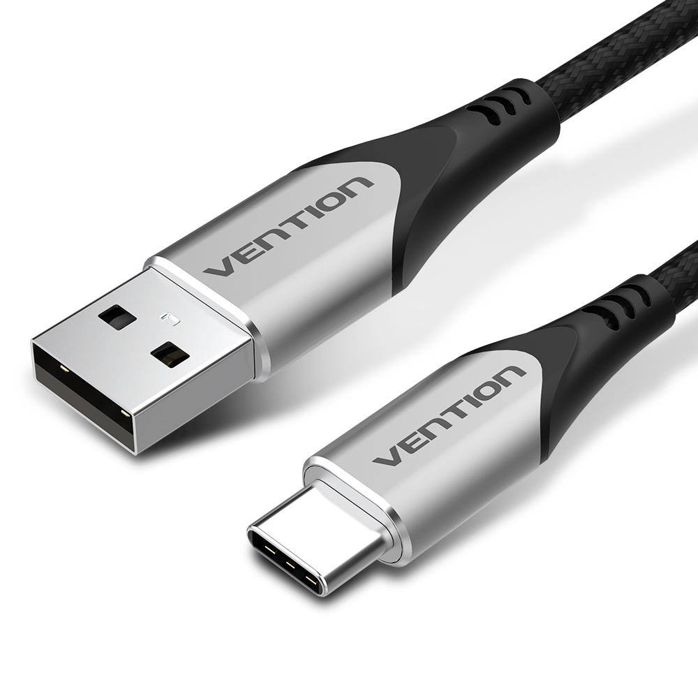 VENTION Cotton Braided USB 2.0 A Male to C Male 3A Cable 2M Gray Aluminum Alloy Type (CODHH) (VENCODHH)