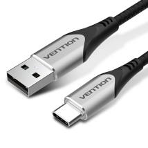 VENTION Cotton Braided USB 2.0 A Male to C Male 3A Cable 2M Gray Aluminum Alloy Type (CODHH) (VENCODHH)
