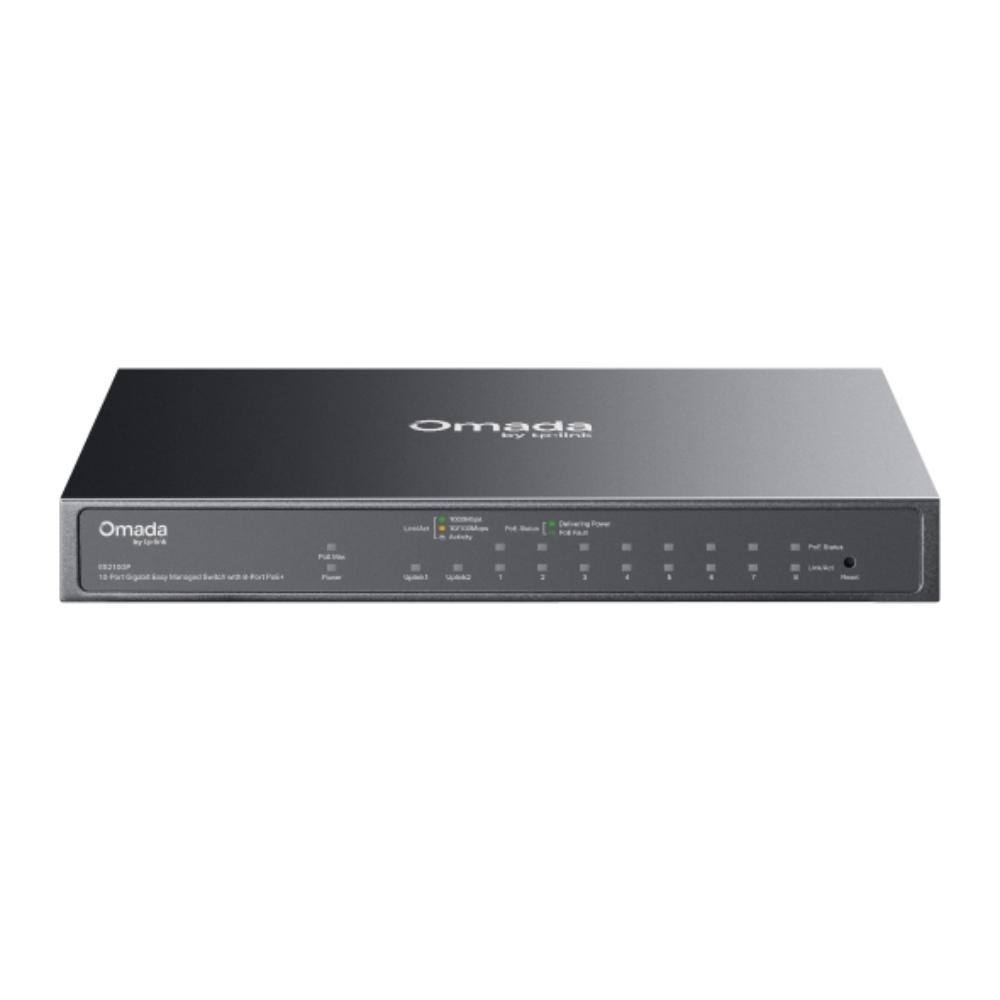 TP-Link Omada 10-Port Gigabit Easy Managed Switch with 8-Port PoE+ (63W POE Budget) (ES210GP) (TPES210GP)
