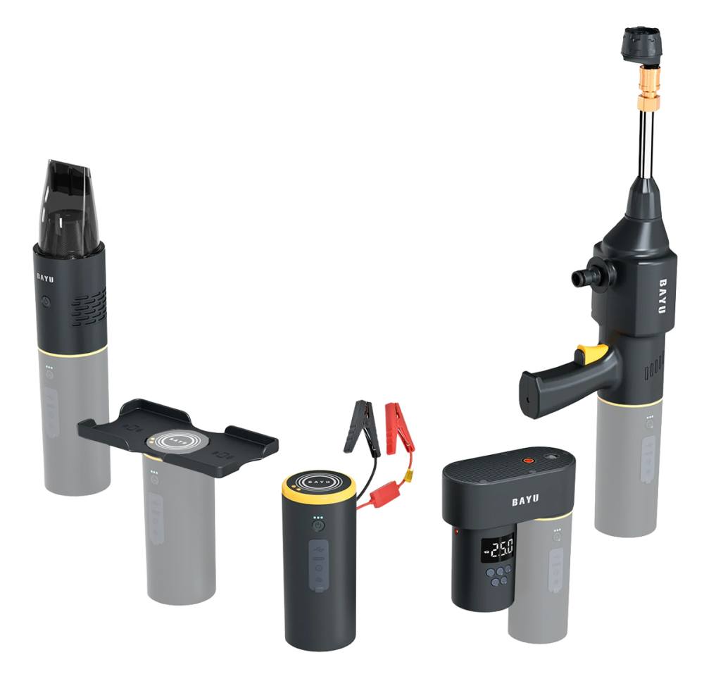 BAYU car kit με εκκινητή μπαταρίας/συμπιεστή αέρος/πιστόλι πλυσίματος/σκουπάκι αυτοκινήτου E-Pro C