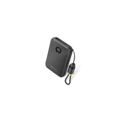 VENTION 10000mAh Power Bank (USB-C + USB-C/USB-C/USB-A) with Built-in USB-C to USB-C Cable 22.5W Black LED Display Universal Typ