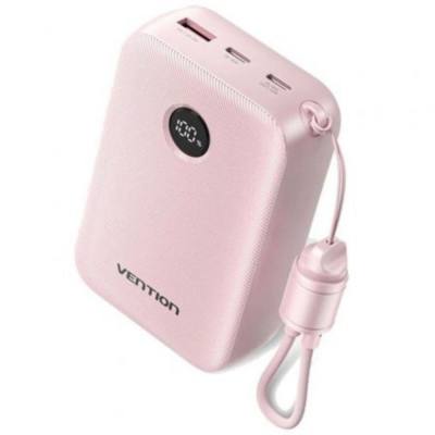 VENTION 20000mAh Power Bank (USB-C + USB-C/USB-C/USB-A) with Built-in USB-C to USB-C Cable 22.5W Pink LED Display Type (FKBP0-C)