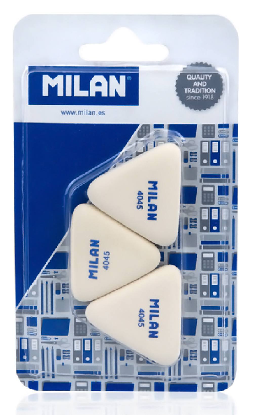MILAN γόμα 445 BMM10099MP, τρίγωνη 40 x 40 x40 x 6mm, σετ 3τμχ