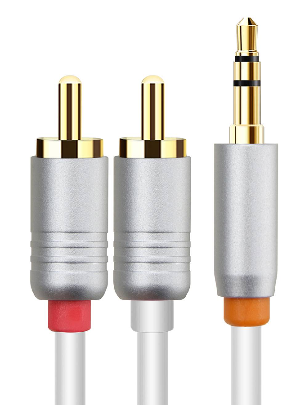 CABLETIME καλώδιο ήχου 3.5mm σε 2x RCA CT-AV314-P12G, 1m, λευκό