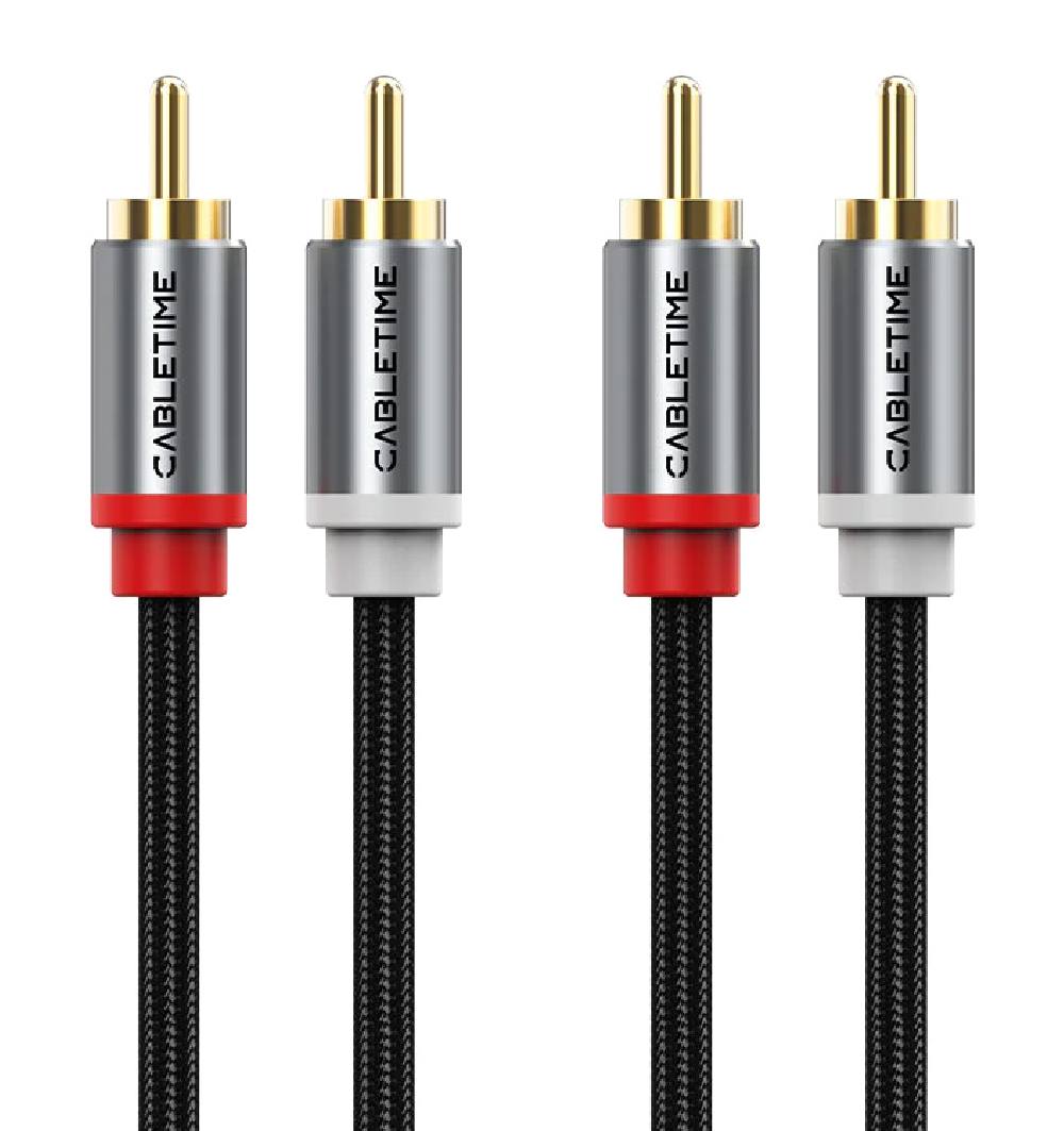 CABLETIME καλώδιο ήχου 2x RCA σε 2x RCA CT-RCA, 1m, μαύρο