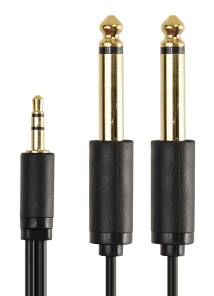 CABLETIME καλώδιο ήχου 3.5mm σε 2x 6.35mm AV310-17G, 1.8m, μαύρο