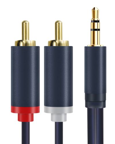 CABLETIME καλώδιο ήχου 3.5mm σε 2x RCA CT-AV303-H12G, 10m, μπλε