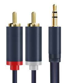 CABLETIME καλώδιο ήχου 3.5mm σε 2x RCA CT-AV303-H12G, 15m, μπλε