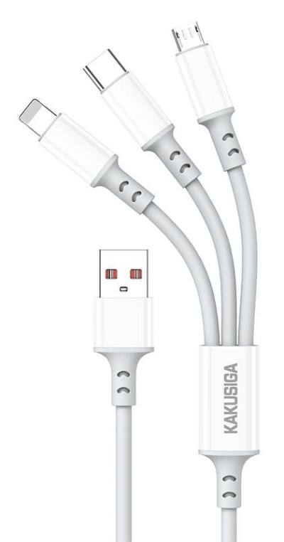 KAKUSIGA καλώδιο USB σε USB-C/Lightning/Micro USB KSC-1025, 5A, 480Mbps, 1.2m, λευκό