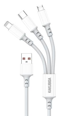 KAKUSIGA καλώδιο USB σε USB-C/Lightning/Micro USB KSC-1025, 5A, 480Mbps, 1.2m, λευκό