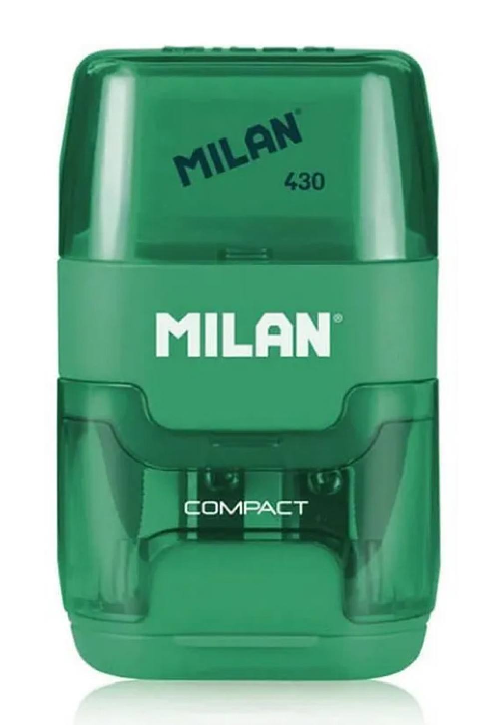 MILAN ξύστρα μολυβιών με κάδο & γόμα 1204703116, πράσινη
