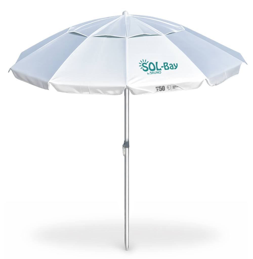BRUNO ομπρέλα παραλίας αλουμινίου SOL-BAY BRN-0287, 2.2 μέτρων, ασημένια επίστρωση με UV προστασία UPF 50+, αντιανεμικός σκελετό