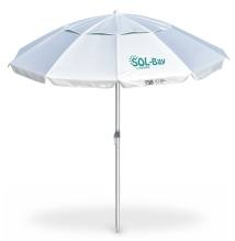 BRUNO ομπρέλα παραλίας αλουμινίου SOL-BAY BRN-0287, 2.2 μέτρων, ασημένια επίστρωση με UV προστασία UPF 50+, αντιανεμικός σκελετό