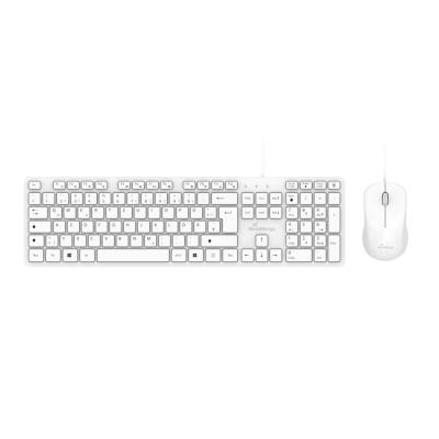 MediaRange Wired Keyboard and Mouse Set, QWERTY (GR), Function Keys, 3-Button Mouse,1.200 dpi, Symmetrical, 1.5m Cable, White (M