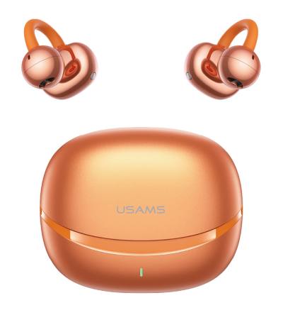 USAMS earphones με θήκη φόρτισης Echo R03, OWS, Φ11mm, 40/300mAh, πορτοκαλί