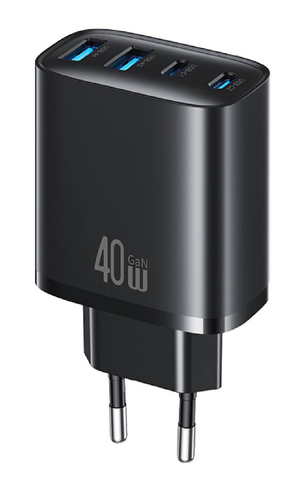 USAMS φορτιστής τοίχου CC330, 2x USB & 2x USB-C, 40W, GaN, μαύρος