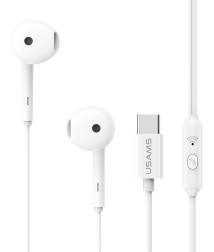 USAMS earphones με μικρόφωνο SJ771, USB-C σύνδεση, 1.2m, λευκά