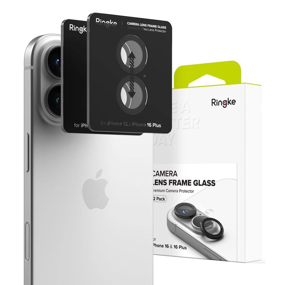 Προστασία Κάμερας με Πλαίσιο Ringke για Apple iPhone 16 16 Plus Μαύρο 2 Τεμαχίων