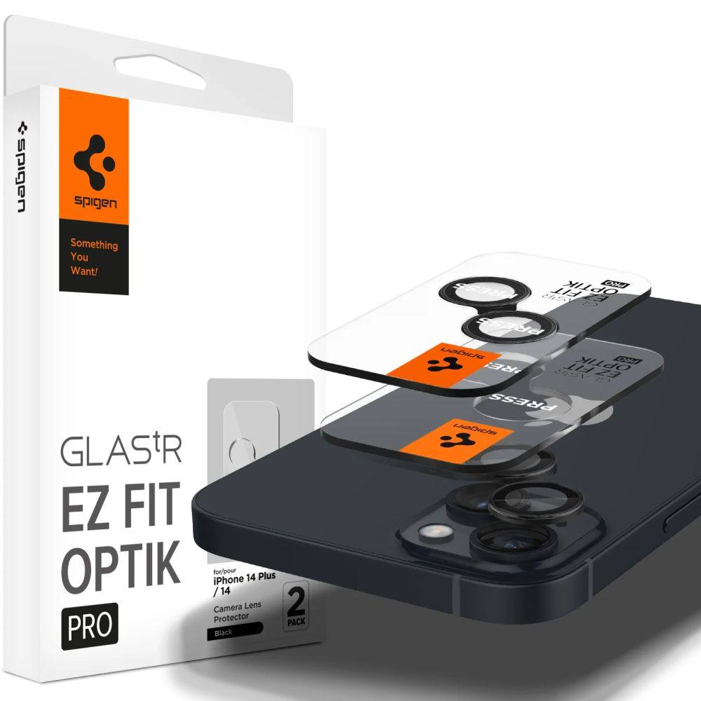 Προστασία Κάμερας Spigen Optik TR Ez Fit για Apple iPhone 14 14 Plus 15 15 Plus 2 Τεμαχίων Black