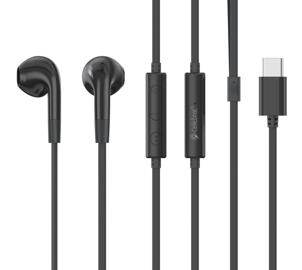 CELEBRAT earphones με μικρόφωνο G39, USB-C σύνδεση, 14mm, 1.2m, μαύρα
