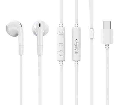 CELEBRAT earphones με μικρόφωνο G39, USB-C σύνδεση, 14mm, 1.2m, λευκά