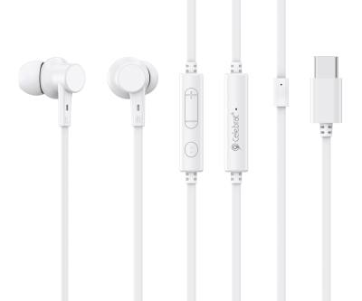 CELEBRAT earphones με μικρόφωνο G40, USB-C σύνδεση, 10mm, 1.2m, λευκά