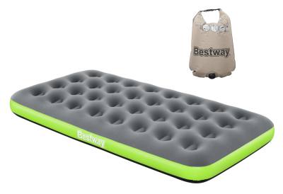 BESTWAY φουσκωτό στρώμα 67619 με 3 σε 1 τρόμπα/μαξιλάρι/τσάντα, μονό, 188x99x22cm, γκρι/πράσινο