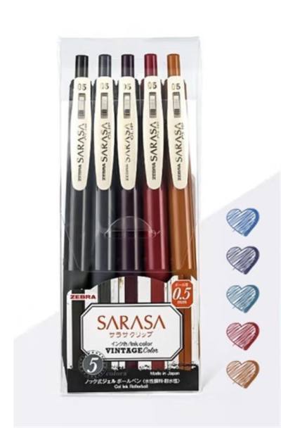 Zebra Sarasa Clip Vintage II Gel Pen 0.5 Mix (ZB-69421) (ZEB69421)