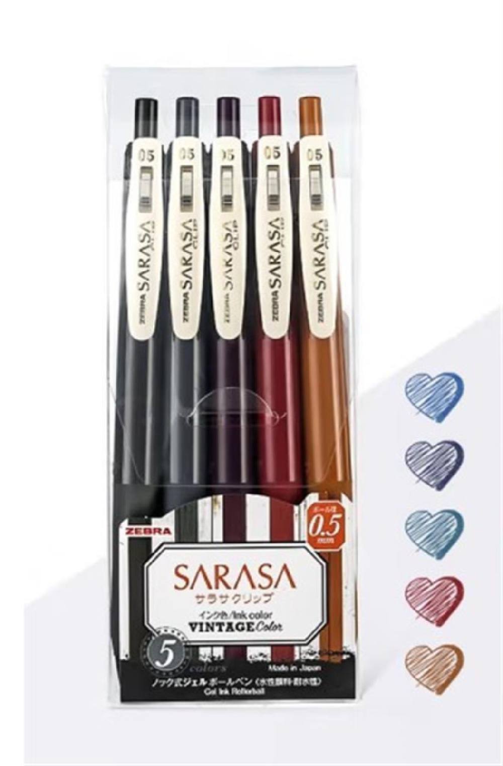 Zebra Sarasa Clip Vintage II Gel Pen 0.5 Mix (ZB-69421) (ZEB69421)