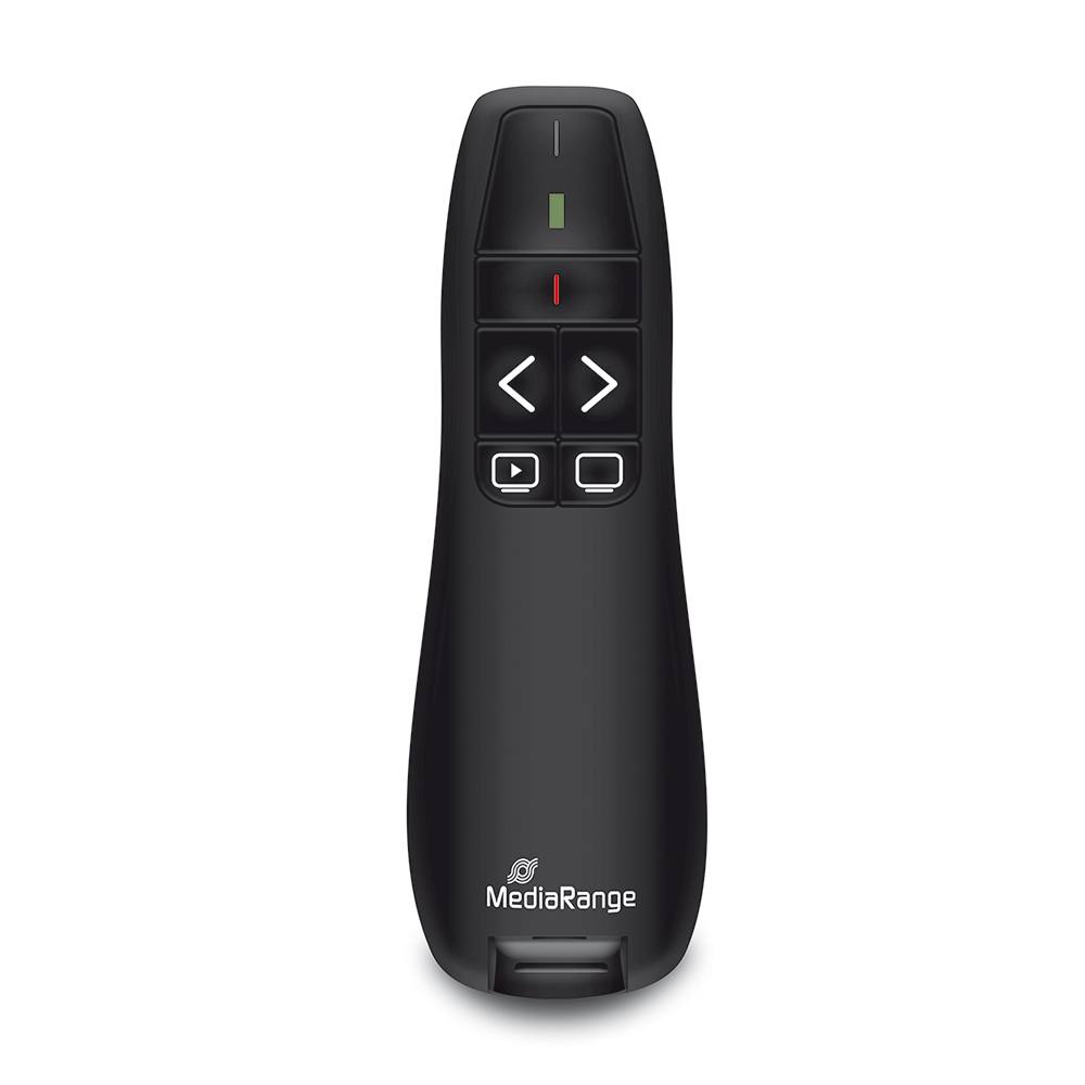 MediaRange 5-button wireless presenter with red laser pointer, black