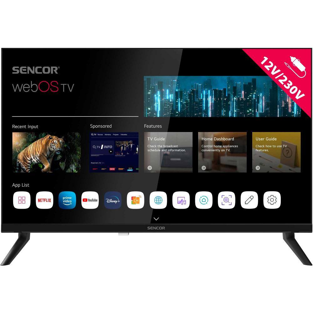 Τηλεόραση Sencor SLE 24S830MB webOS SMART TV HD Ready HDR 10 24" με Δυνατότητα για Τροφοδοσία 12V