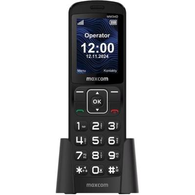Maxcom MM34D 4G 2.4" 1000mAh με Μεγάλα Πλήκτρα, Ραδιόφωνο, Δόνηση, Φακό, Bluetooth και Βάση Φόρτισης Μαύρο