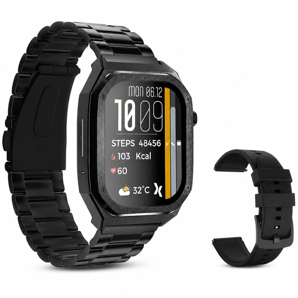 Smartwatch Maxcom FW65 Iron S 1.95” Amoled IP68 400mAh με Έξτρα Λουράκι Μαύρο