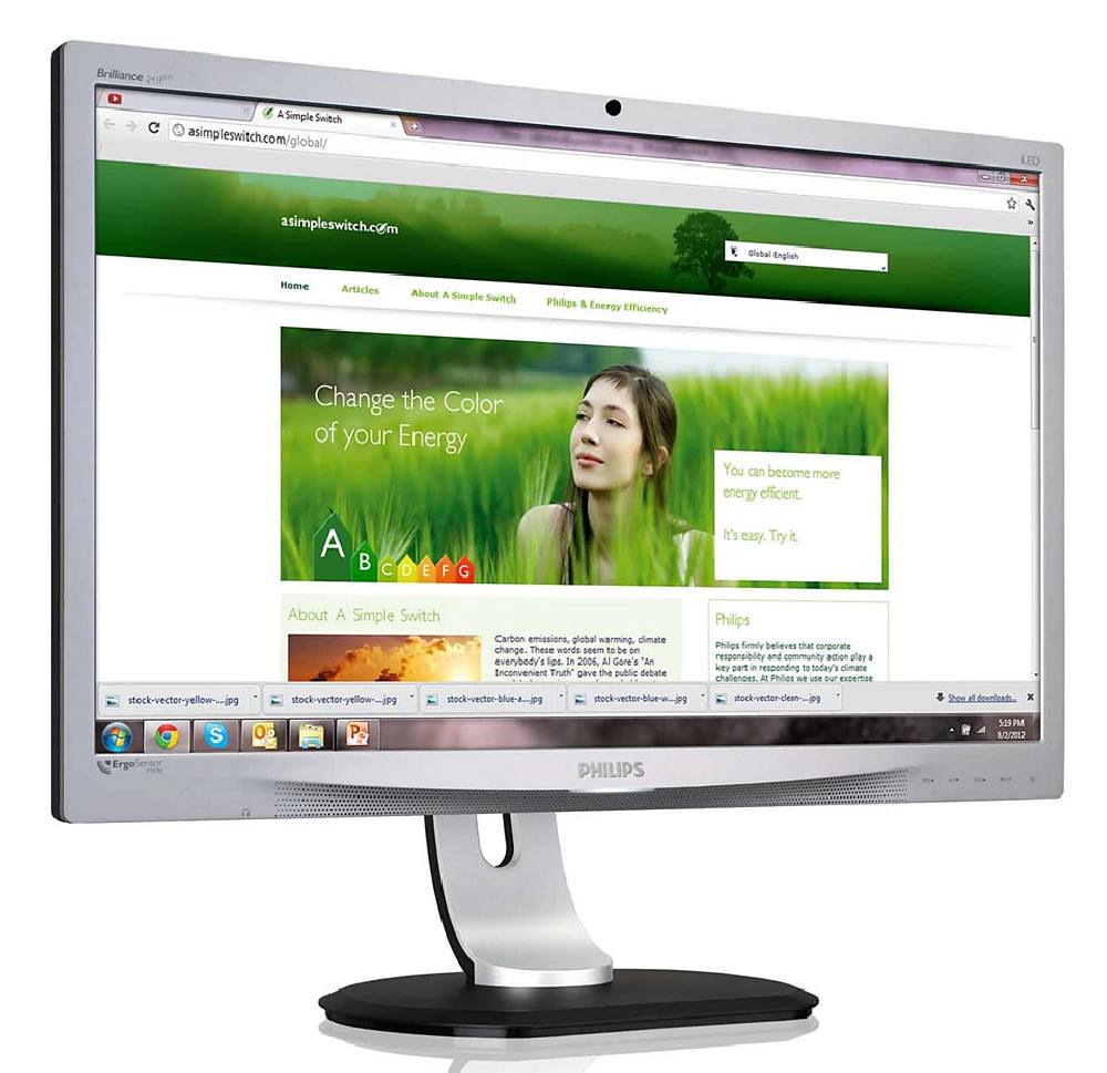 PHILIPS used οθόνη 241P4LRYES LED, 24" 1920x1080, VGA/DVI/DisplayPort, Grade A