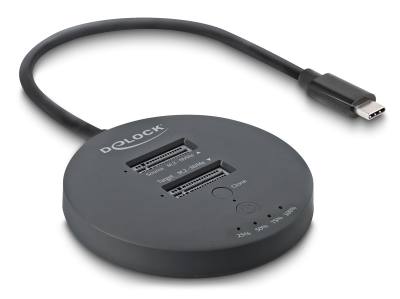 DELOCK docking station για M.2 NVMe PCIe SSD 64364, 2 θέσεων, 20Gbps, clone function, μαύρο