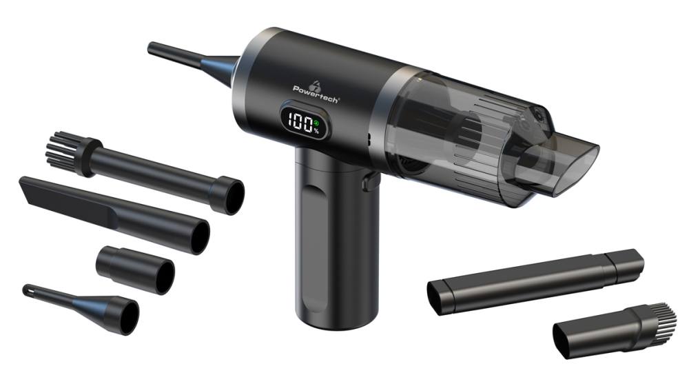 POWERTECH 2 σε 1 σκουπάκι χειρός & air duster PT-1576, 50W, 3600mAh, μαύρο